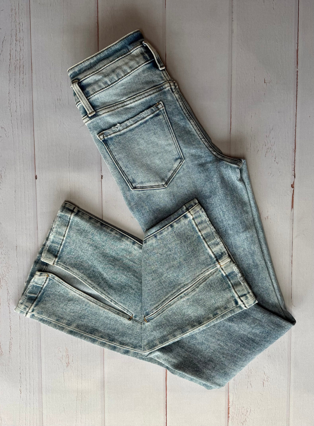 Flying Monkey High Rise Double Button Flare with Split Seam