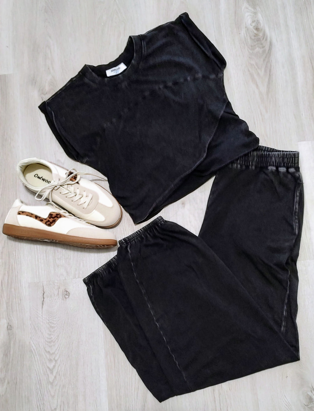 Rolled Sleeve Wrap-Front Top And Jogger Set