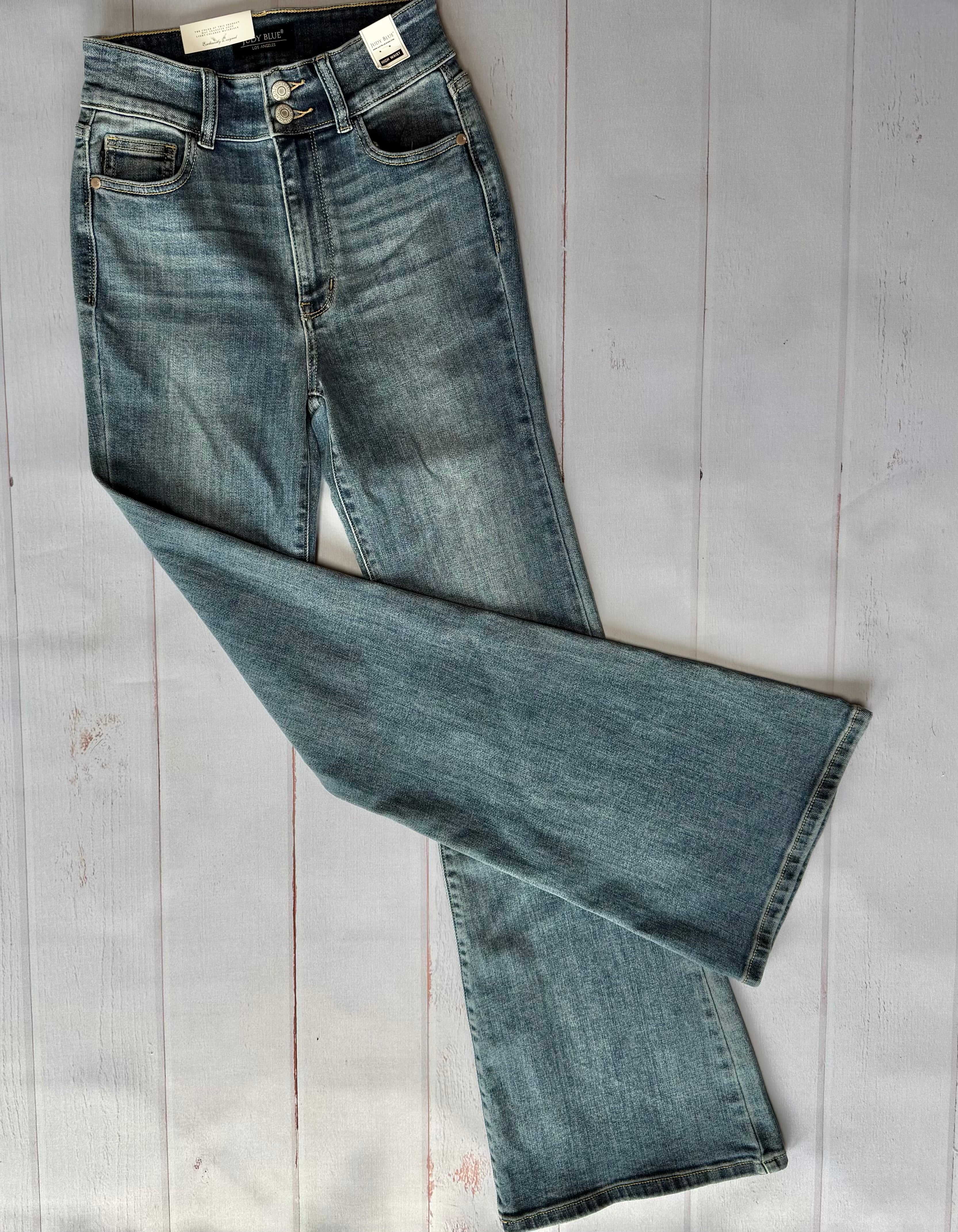 Judy Blue High Waist Double Button Flare Jean