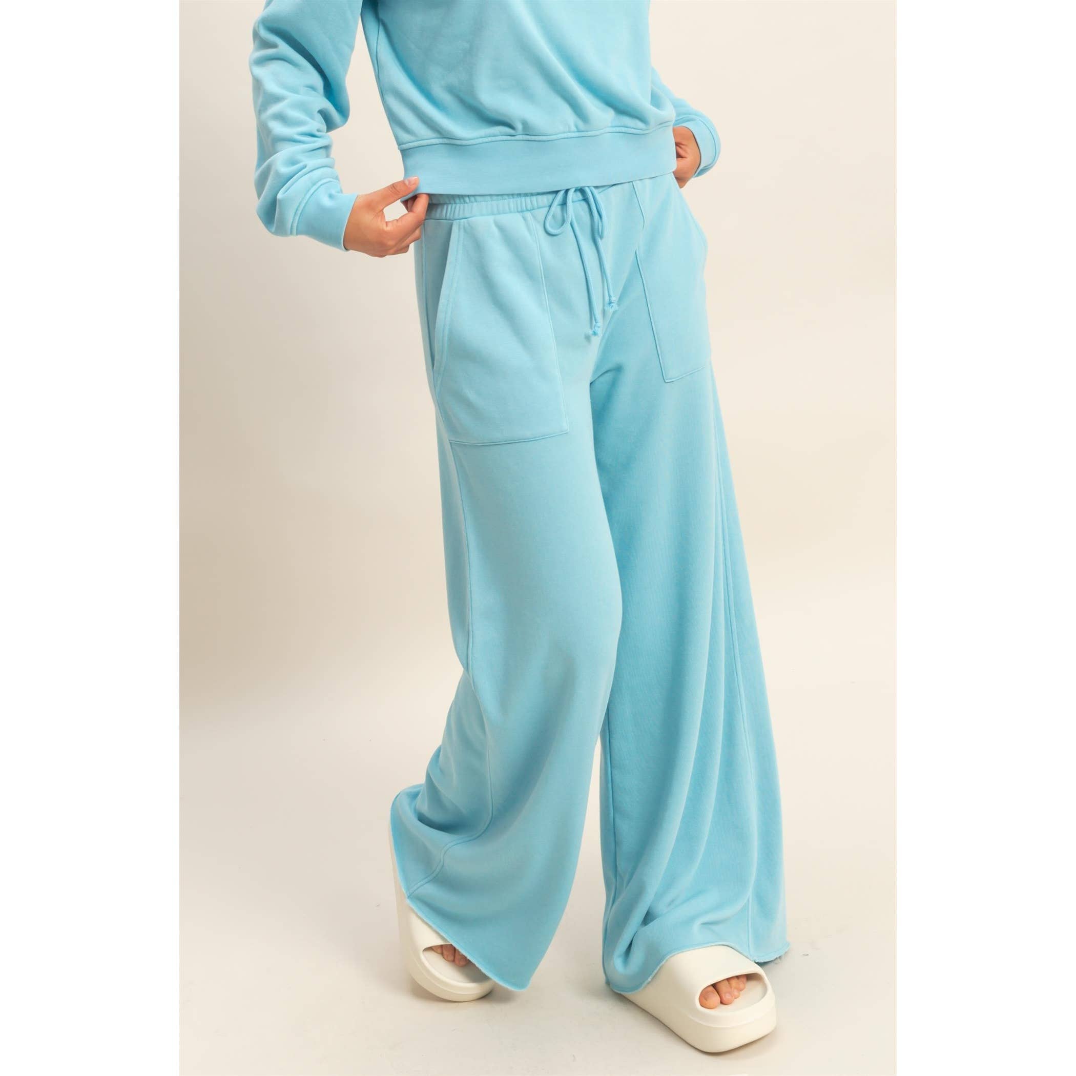 Burnout French Terry Wide-Leg Pants