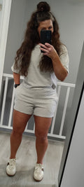 Striped Round Neck Top & Shorts Set