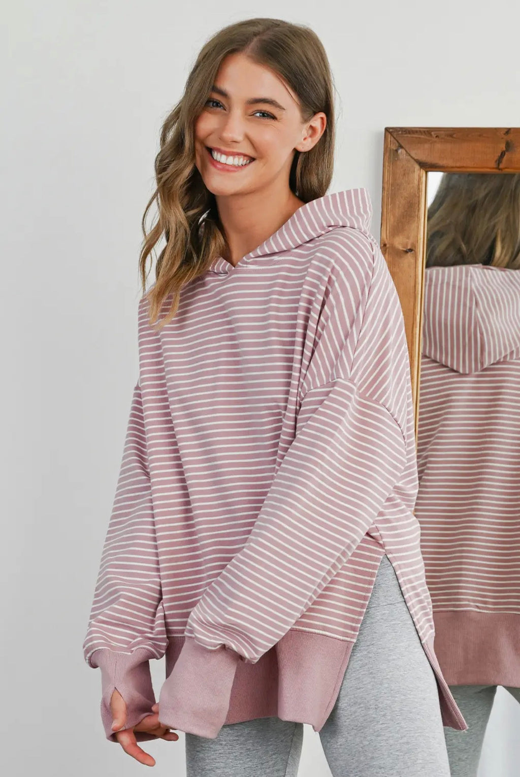 Striped Hi-Lo Hoodie