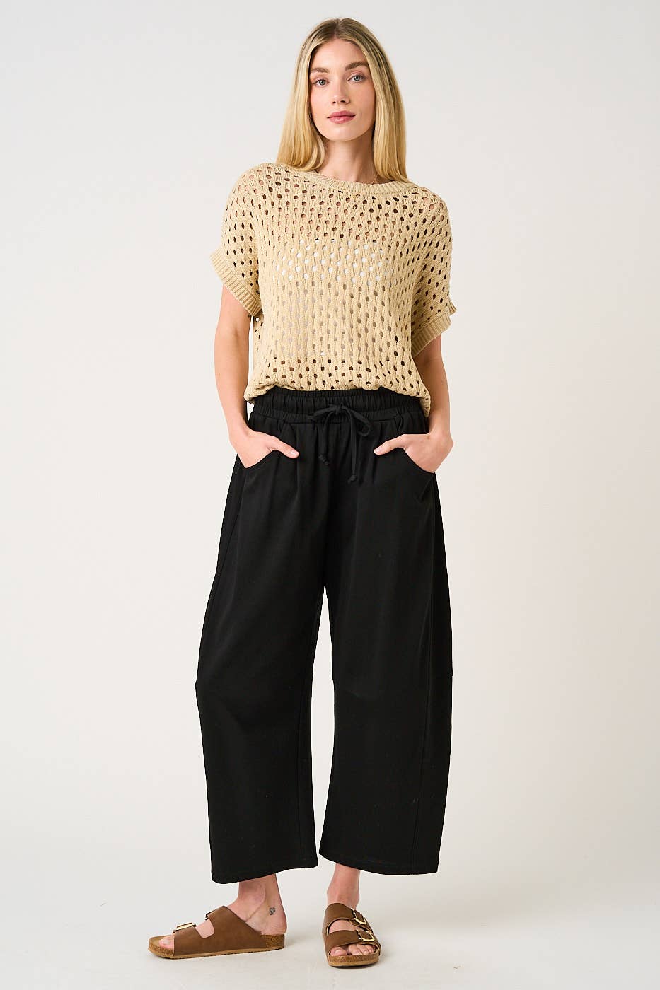 Cotton French Terry Barrel Pants
