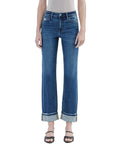 HIGH RISE CUFFED STRAIGHT JEANS